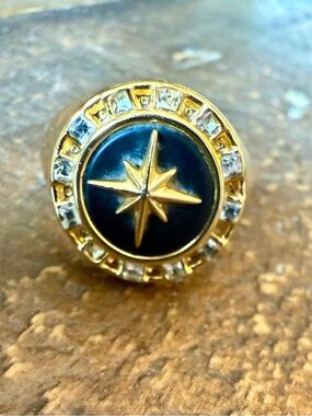 J. Crew Gold Ring with Black Enamel Star